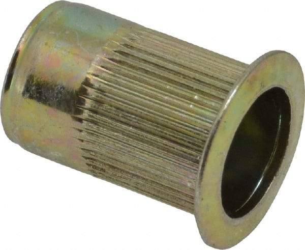 RivetKing - 0.13 to 0.225" Grip, Steel Standard Rivet Nut - Zinc Yellow Dichromate Finish, Countersunk Head - First Tool & Supply