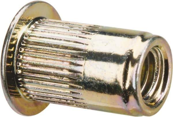 RivetKing - #10-32, 0.02 to 0.13" Grip, Steel Standard Rivet Nut - Zinc Yellow Dichromate Finish, Countersunk Head - First Tool & Supply