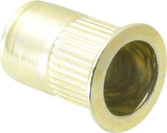 RivetKing - 1/4-20, 0.027 to 0.165" Grip, Steel Standard Rivet Nut - Zinc Yellow Dichromate Finish, Countersunk Head - First Tool & Supply