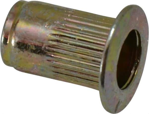 RivetKing - #6-32, 0.02 to 0.08" Grip, Steel Standard Rivet Nut - Zinc Yellow Dichromate Finish, Countersunk Head - First Tool & Supply