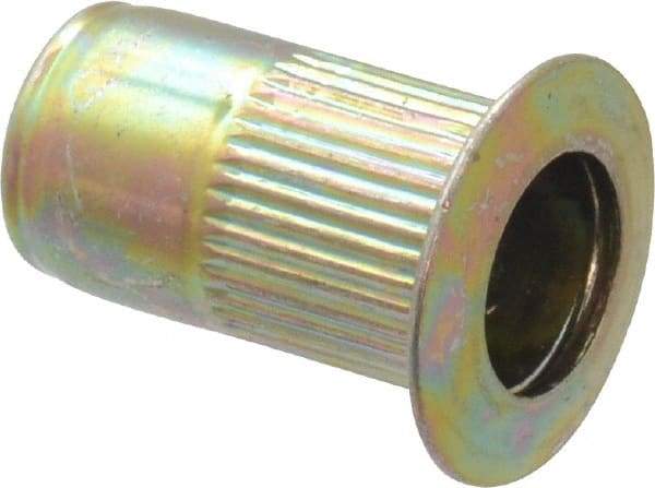 RivetKing - #8-32, 0.08 to 0.13" Grip, Steel Standard Rivet Nut - Zinc Yellow Dichromate Finish, Countersunk Head - First Tool & Supply