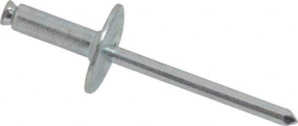 RivetKing - Size 8-18 Dome Head Steel Flush on Both Sides Blind Rivet - Steel Mandrel, 7/8" to 1-1/8" Grip, 5/8" Head Diam, 0.255" Min Hole Diam, 0.82" Length Under Head, 1/4" Body Diam - First Tool & Supply