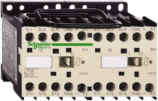 Schneider Electric - 3 Pole, 24 Coil VDC, 6 Amp at 440 VAC, Reversible IEC Contactor - BS 5424, CSA, IEC 60947, NF C 63-110, RoHS Compliant, UL Listed, VDE 0660 - First Tool & Supply