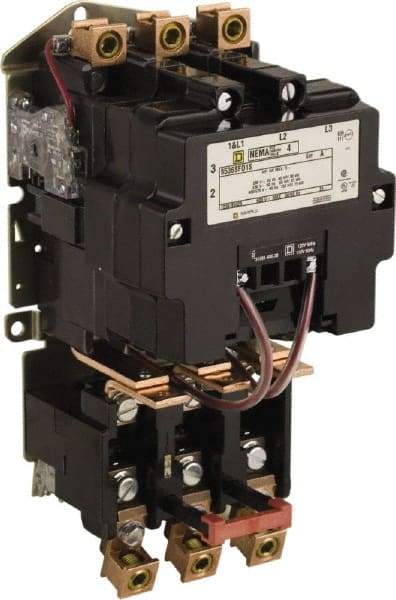 Square D - 440 Coil VAC at 50 Hz, 480 Coil VAC at 60 Hz, 135 Amp, NEMA Size 4, Nonreversible Open Enclosure NEMA Motor Starter - 3 Phase hp: 100 at 460 VAC, 100 at 575 VAC, 40 at 200 VAC, 50 at 230 VAC - First Tool & Supply