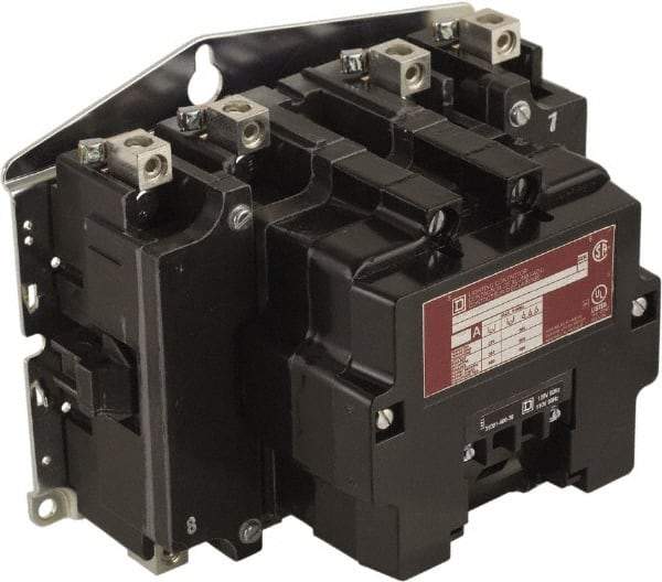 Square D - No Enclosure, 4 Pole, Electrically Held Lighting Contactor - 100 A (Tungsten), 220 VAC at 50 Hz, 240 VAC at 60 Hz - First Tool & Supply