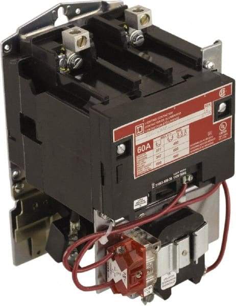 Square D - No Enclosure, 2 Pole, Mechanically Held Lighting Contactor - 60 A (Tungsten), 277 VAC at 60 Hz - First Tool & Supply