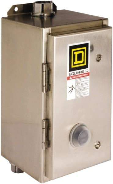 Square D - 220 Coil VAC at 50 Hz, 240 Coil VAC at 60 Hz, 45 Amp, NEMA Size 2, Nonreversible Enclosed Enclosure NEMA Motor Starter - 3 Phase hp: 10 at 200 VAC, 15 at 230 VAC, 25 at 460 VAC, 25 at 575 VAC, 4x Enclosure Rating - First Tool & Supply