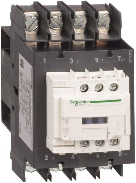 Schneider Electric - 4 Pole, 24 Coil VDC, 80 Amp at 440 VAC, Nonreversible IEC Contactor - Bureau Veritas, CCC, CSA, CSA C22.2 No. 14, DNV, EN/IEC 60947-4-1, EN/IEC 60947-5-1, GL, GOST, LROS, RINA, UL 508, UL Listed - First Tool & Supply