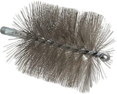 Schaefer Brush - 4-1/2" Brush Length, 4-1/2" Diam, Double Stem, Single Spiral Tube Brush - 7-1/4" Long, Stainless Steel, 1/4" NPSM Male Connection - First Tool & Supply