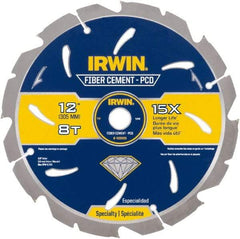 Irwin Blades - 12" Diam, 1" Arbor Hole Diam, 8 Tooth Wet & Dry Cut Saw Blade - Diamond-Tipped, Smooth Action, Standard Round Arbor - First Tool & Supply