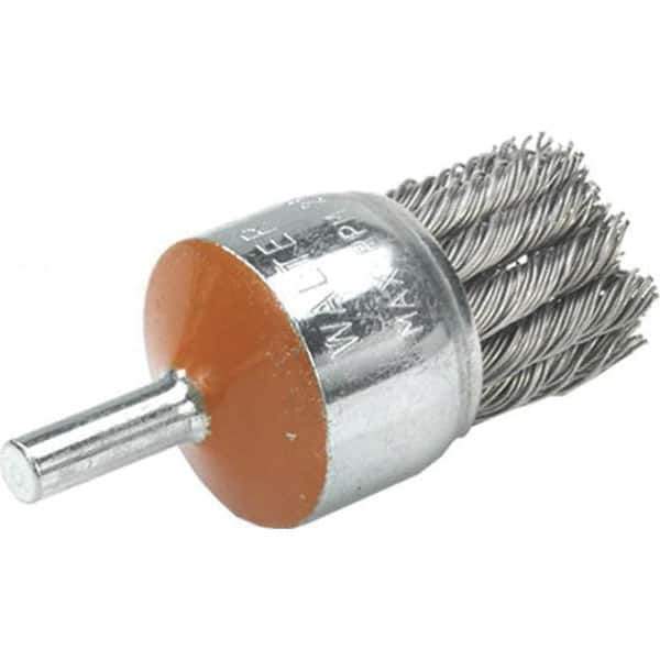 WALTER Surface Technologies - 1-1/8" Brush Diam, Knotted, End Brush - 1/4" Diam Shank, 25,000 Max RPM - First Tool & Supply