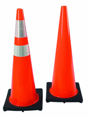 28" PVC Traffic Cone wit 6" & 4" rfl. Collars - First Tool & Supply