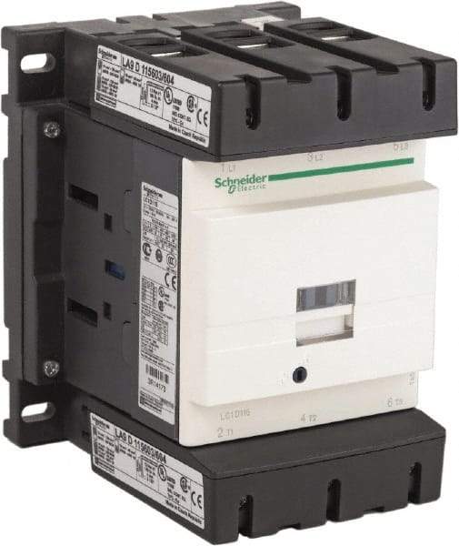 Schneider Electric - 3 Pole, 120 Coil VAC at 50/60 Hz, 115 Amp at 440 VAC, Nonreversible IEC Contactor - Bureau Veritas, CCC, CSA, CSA C22.2 No. 14, DNV, EN/IEC 60947-4-1, EN/IEC 60947-5-1, GL, GOST, LROS, RINA, RoHS Compliant, UL 508, UL Listed - First Tool & Supply