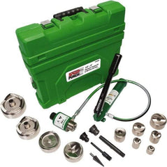 Greenlee - 18 Piece, 0.885 to 4.544" Punch Hole Diam, Power Knockout Set - Round Punch, 10 Gage Mild Steel - First Tool & Supply