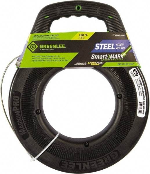 Greenlee - 150 Ft. Long x 1/8 Inch Wide, Steel Fish Tape - Includes Case - First Tool & Supply