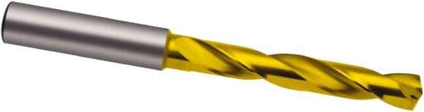 Guhring - 15mm 140° Solid Carbide Jobber Drill - TiN Finish, Right Hand Cut, Spiral Flute, 133mm OAL, SF Point - First Tool & Supply