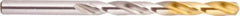 National Twist Drill - #3 135° High Speed Steel Jobber Drill - TiN Finish, Right Hand Cut, Spiral Flute, Straight Shank, 3-3/4" OAL, Split Point - First Tool & Supply