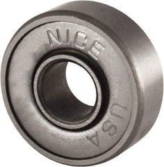 Nice - 3/16" Bore Diam, 11/16" OD, Double Shield Semi Ground Extra Light Radial Ball Bearing - 1/4" Wide, 1 Row, Round Bore, 170 Lb Static Capacity, 255 Lb Dynamic Capacity - First Tool & Supply