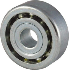 Nice - 1/4" Bore Diam, 7/8" OD, Open Unground Full Complement Radial Ball Bearing - 1/4" Wide, 1 Row, Round Bore, 403 Lb Dynamic Capacity - First Tool & Supply