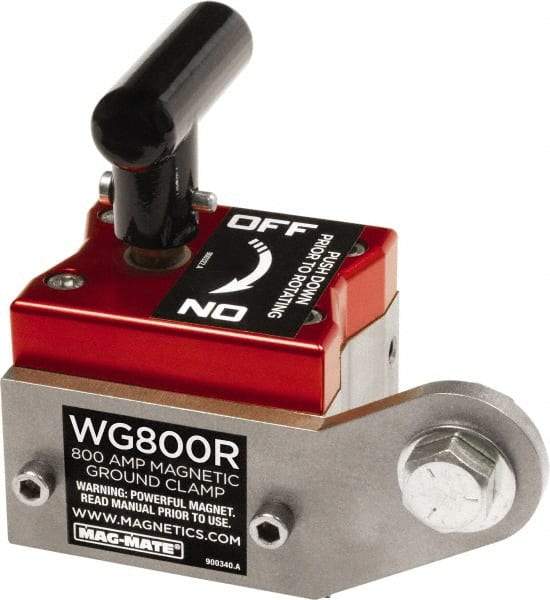 Mag-Mate - 800 Amps Grounding Capacity, 4-5/8" High, Rare Earth Magnetic Welding & Fabrication Ground Clamp - 450 Lb Average Pull Force, Square Magnet, Zinc Plated Steel Stud, Compatible with Flat & Round Surfaces - First Tool & Supply