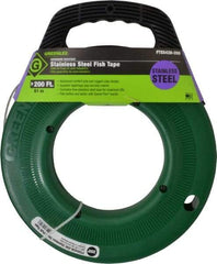 Greenlee - 200 Ft. Long x 1/8 Inch Wide, 0.045 Inch Thick, Stainless Steel Fish Tape - 400 Lb. Pulling Strength, Includes Case - First Tool & Supply