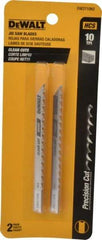 DeWALT - 4" Long, 10 Teeth per Inch, High Carbon Steel Jig Saw Blade - Toothed Edge, 1/4" Wide x 0.06" Thick, U-Shank - First Tool & Supply