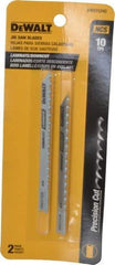 DeWALT - 4" Long, 10 Teeth per Inch, High Carbon Steel Jig Saw Blade - Toothed Edge, 1/4" Wide x 0.06" Thick, U-Shank - First Tool & Supply