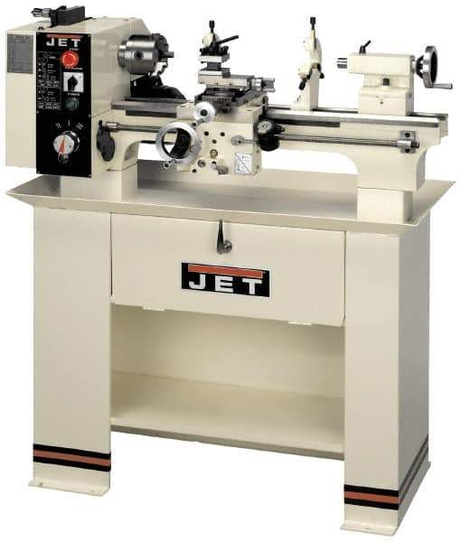 Jet - 14" Swing, 40" Between Centers, 230 Volt, Single Phase Bench Lathe - 5MT Taper, 3 hp, 40 to 1,800 RPM, 1-1/2" Bore Diam, 46" Deep x 28" High x 74-5/8" Long - First Tool & Supply