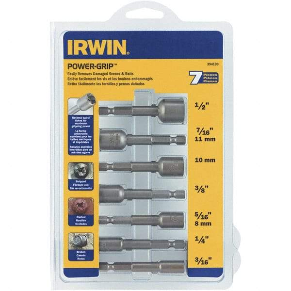 Irwin - 7 Piece Screw & Nut Extractor Set - 1/2 to 3/16 Size Range - First Tool & Supply