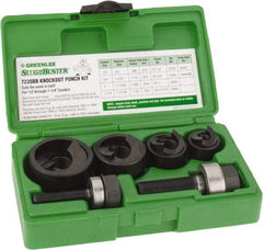 Greenlee - 11 Piece, 1" Punch Hole Diam, Manual Knockout Set - Round Punch, 10 Gage Mild Steel - First Tool & Supply