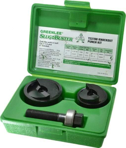 Greenlee - 6 Piece, 2" Punch Hole Diam, Manual Knockout Set - Round Punch, 10 Gage Mild Steel - First Tool & Supply