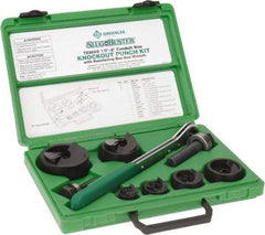 Greenlee - 16 Piece, 2" Punch Hole Diam, Manual Knockout Set - Round Punch, 10 Gage Mild Steel - First Tool & Supply