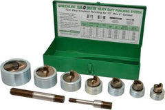 Greenlee - 17 Piece, 2" Punch Hole Diam, Hydraulic Knockout Set - Round Punch, 10 Gage Mild Steel - First Tool & Supply