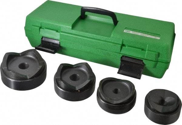 Greenlee - 9 Piece, 4" Punch Hole Diam, Hydraulic Standard Punch Kit - Round Punch, 10 Gage Mild Steel - First Tool & Supply