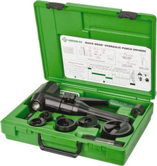 Greenlee - 9 Piece, 2" Punch Hole Diam, Hydraulic Punch Driver Kit - Round Punch, 10 Gage Mild Steel - First Tool & Supply