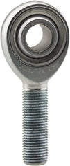 Made in USA - 3/16" ID, 5/8" Max OD, 2,855 Lb Max Static Cap, Plain Male Spherical Rod End - 10-32 LH, 3/4" Shank Length, Alloy Steel with Steel Raceway - First Tool & Supply