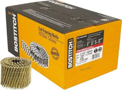 Stanley Bostitch - 11 Gauge 0.12" Shank Diam 3-1/4" Long Framing Nails for Power Nailers - Steel, Galvanized Finish, Screw Shank, Coil Wire Collation, Round Head, Diamond Point - First Tool & Supply