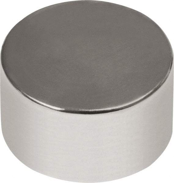 Mag-Mate - 3/4" Diam x 1/2" High Neodymium Rare Earth Magnet - 22 Lb Max Capacity, 180°F Max, Nickel Plated - First Tool & Supply