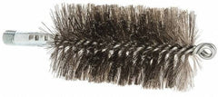 Schaefer Brush - 4-1/2" Brush Length, 2-1/2" Diam, Double Stem, Double Spiral Tube Brush - 7-1/4" Long, Stainless Steel, 1/4" NPSM Male Connection - First Tool & Supply