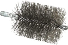 Schaefer Brush - 4-1/2" Brush Length, 3-1/2" Diam, Double Stem, Double Spiral Tube Brush - 7-1/4" Long, Stainless Steel, 1/4" NPSM Male Connection - First Tool & Supply