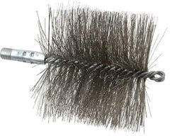 Schaefer Brush - 4-1/2" Brush Length, 5" Diam, Double Stem, Double Spiral Tube Brush - 7-1/4" Long, Stainless Steel, 1/4" NPSM Male Connection - First Tool & Supply