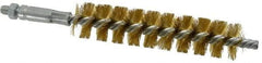 Schaefer Brush - 4" Brush Length, 7/8" Diam, Double Stem, Single Spiral Tube Brush - 6-1/4" Long, Brass, 1/4-28 Male Connection - First Tool & Supply