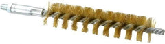 Schaefer Brush - 4" Brush Length, 15/16" Diam, Double Stem, Single Spiral Tube Brush - 6-1/4" Long, Brass, 1/4-28 Male Connection - First Tool & Supply