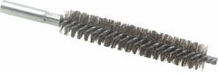 Schaefer Brush - 4" Brush Length, 13/16" Diam, Double Stem, Double Spiral Tube Brush - 6" Long, Stainless Steel, 12-24 Female Connection - First Tool & Supply