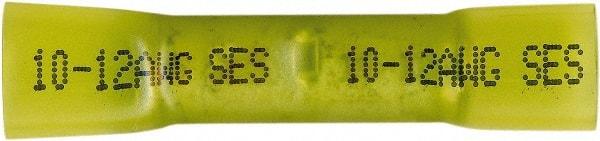 Value Collection - 12 to 10 AWG Compatible, Heat Shrink & Polyolefin Fully Insulated, Crimp-On Butt Splice Terminal - Yellow - First Tool & Supply