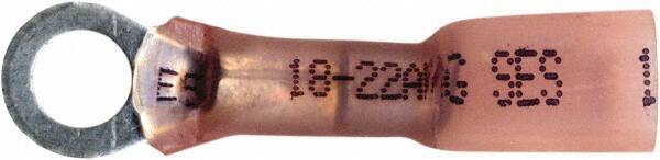 Made in USA - 22-18 AWG Partially Insulated Crimp & Solder Connection Circular Ring Terminal - #10 Stud, Copper Contact - First Tool & Supply