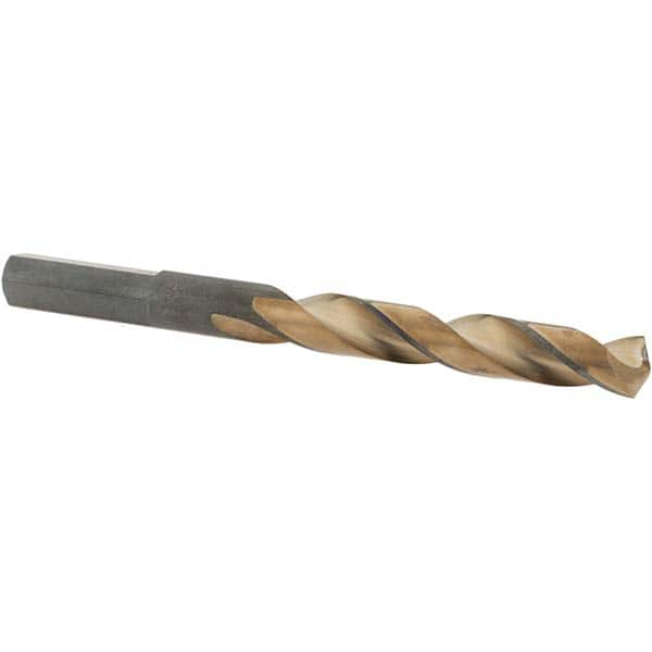 Made in USA - 3/8" High Speed Steel, 135° Point, Round with Flats Shank Maintenance Drill Bit - First Tool & Supply