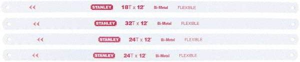 Stanley - 12" Long, 18, 24 and 32 Teeth per Inch, Bi-Metal Hand Hacksaw Blade - Toothed Edge, 1/2" Wide x 0.025" Thick, Flexible - First Tool & Supply