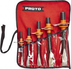 Proto - 5 Piece Tethered Cold Chisel Set - Steel, Sizes Included 5/16 to 5/8" - First Tool & Supply