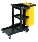 Cleaning Cart w/zipper Red yellow vinyl bag (20.8 gal capacity) Non-marking 8" wheels and 4" casters - First Tool & Supply
